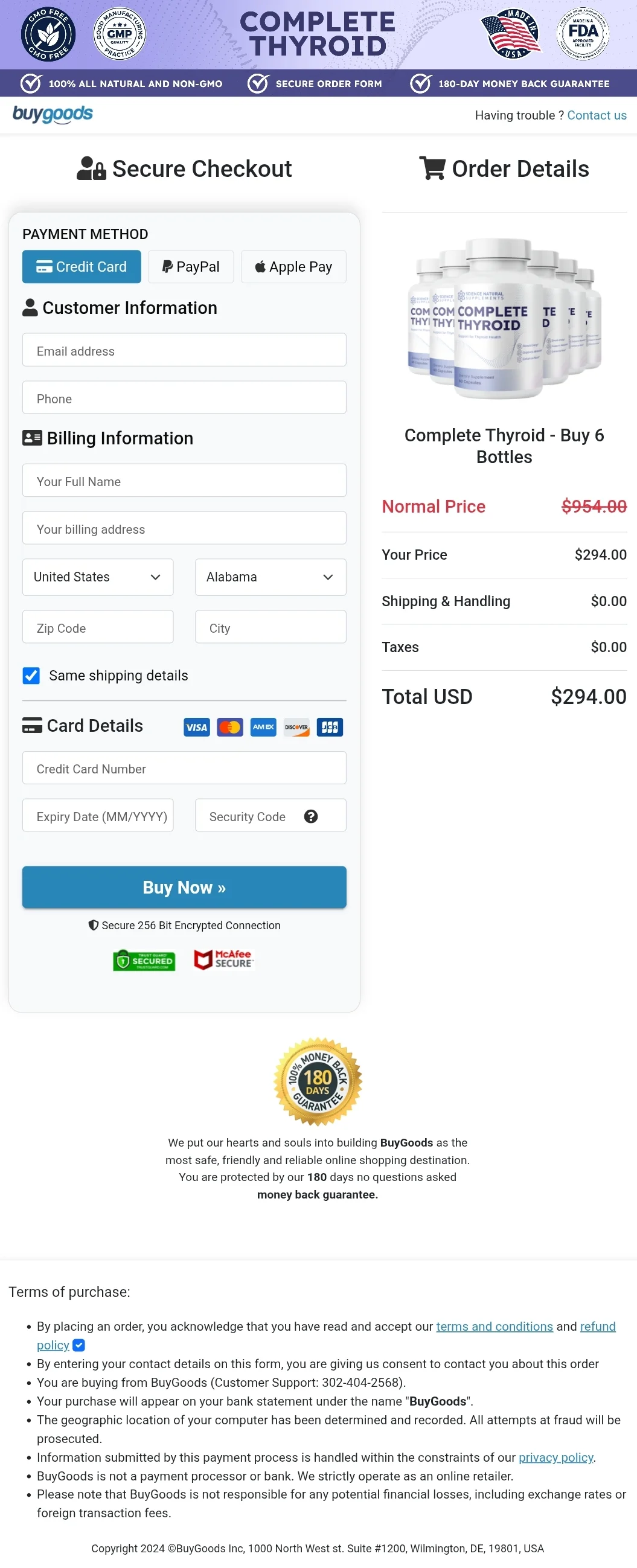 Complete Thyroid order form